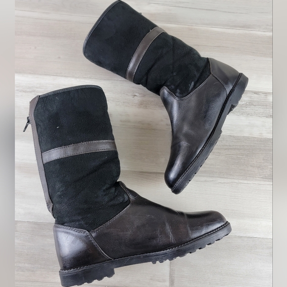 Vintage Blondo Suede, Leather Black, Dark Brown Mid Calf Boots Women's 8B - Picture 9 of 16